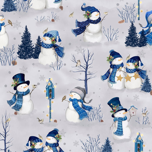 Let It Snow - Man! Scenic Snowmen Gray - Wilmington Prints from Fort Worth Fabric Studio