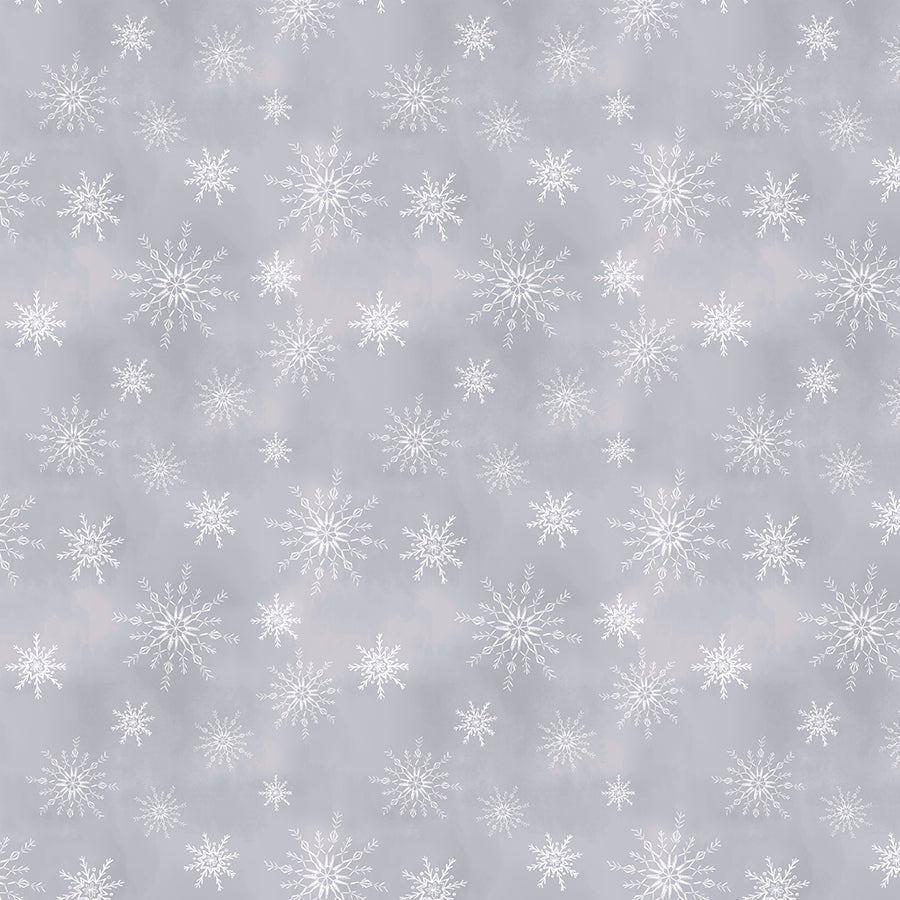 Let It Snow-Man! Snowflakes All Over Gray – Remnant 12" × 44"