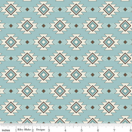 Let's Get Lost in the Woods Geometric Vintage Blue - Riley Blake from Fort Worth Fabric Studio