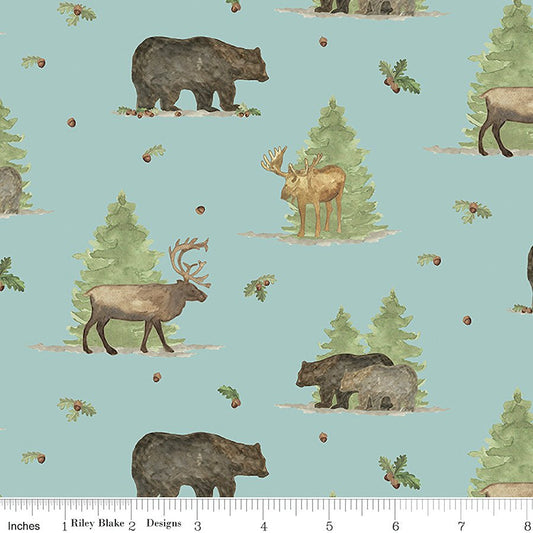 Let's Get Lost in the Woods Main Vintage Blue - Riley Blake from Fort Worth Fabric Studio