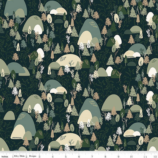 Let's Wander Mountain Music Navy - Riley Blake from Fort Worth Fabric Studio