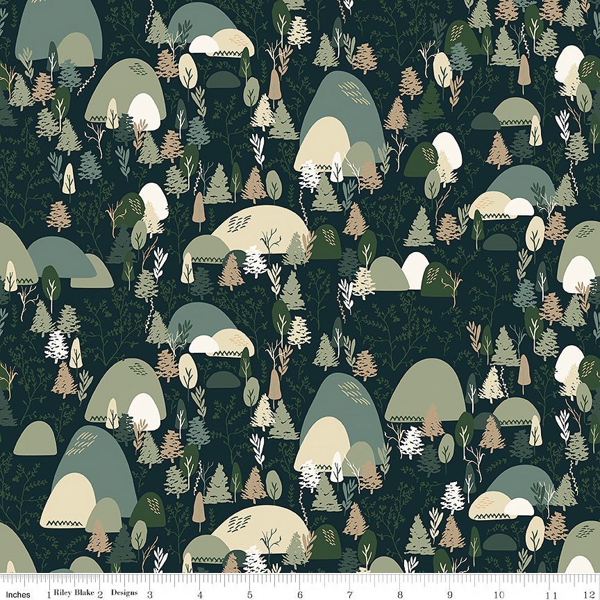 Let's Wander Mountain Music Navy – Remnant 17″ × 44″