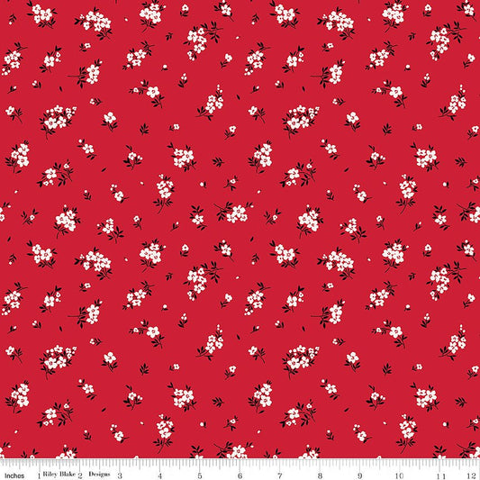 Little Ladybug Mini Flowers Red - Riley Blake from Fort Worth Fabric Studio