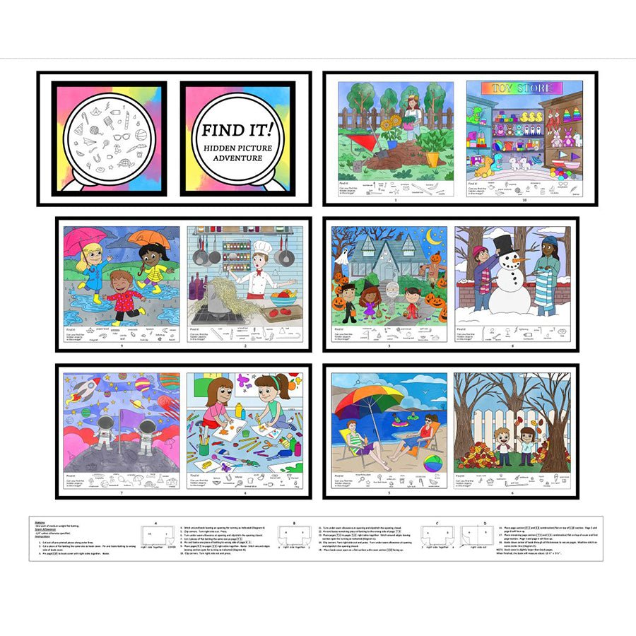 Little Library 36" Find It Book Panel Multi Panel by Blank Quilting