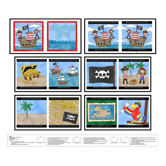 Little Library 36" Pirate's Life Book Panel Multi Panel by Blank Quilting