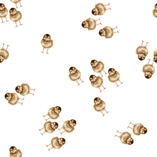 Little Seedlings Farm Chicks White - Blank Quilting from Fort Worth Fabric Studio
