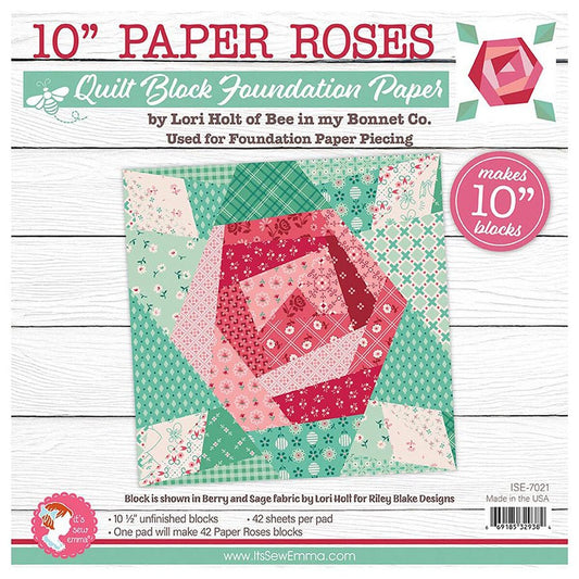 Lori Holt 10" Paper Roses Quilt Block Foundation Paper by Riley Blake - Riley Blake from Fort Worth Fabric Studio