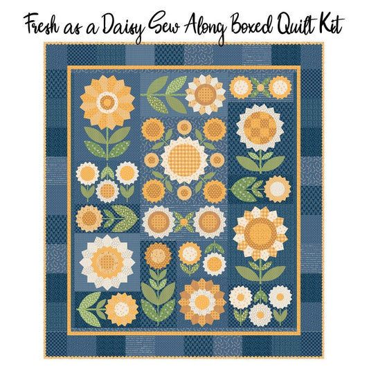 Lori Holt Fresh as a Daisy Sew Along Boxed Quilt Kit with Denim & Daisy from Riley Blake - Riley Blake from Fort Worth Fabric Studio