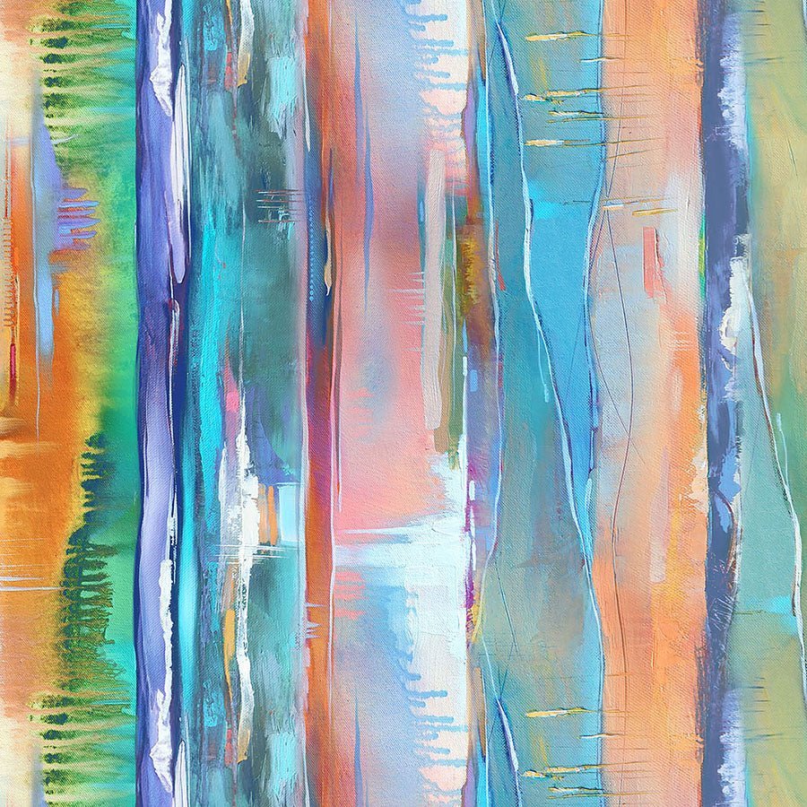 Lotus Stripe Blue Multi – Remnant 15″ × 44″ - Northcott from Fort Worth Fabric Studio