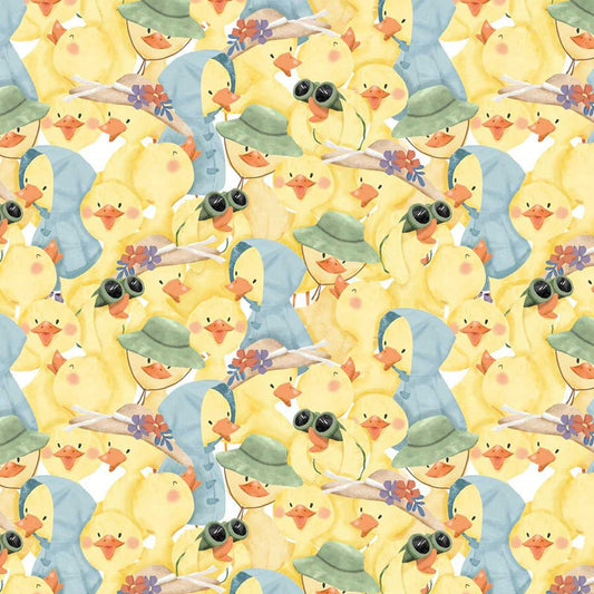 Lucky Duck Duck Crowd Yellow - Studio E from Fort Worth Fabric Studio