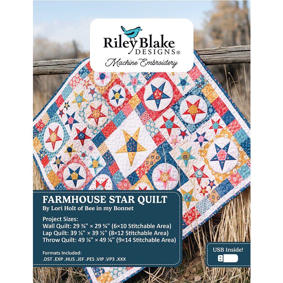 Machine Embroidery USB Americana Farmhouse Star Quilt by Lori Holt for Riley Blake - Riley Blake