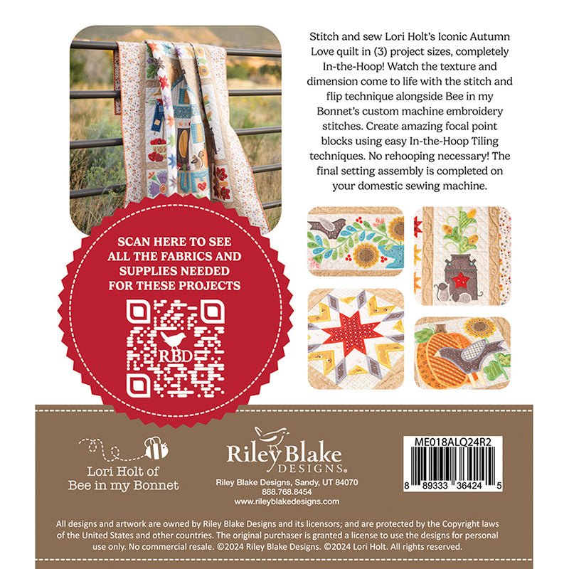 Machine Embroidery USB Autumn Love by Lori Holt for Riley Blake Machine Embroidery USBs by Riley Blake