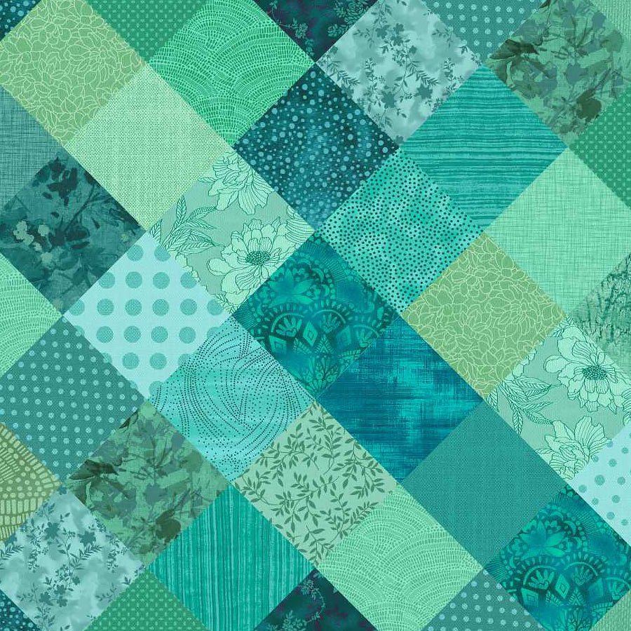 Meow Mix Cheater Patch Teal – Remnant 16" × 44" - Studio E from Fort Worth Fabric Studio
