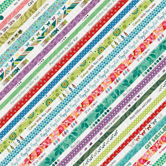 Meow Mix Selvedge Stripe Off - White - Studio E from Fort Worth Fabric Studio