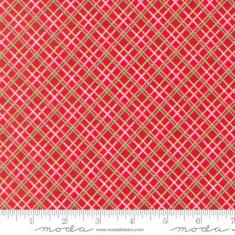 Merrily on High Checks & Plaids Christmas Red – Remnant 10″ × 44″