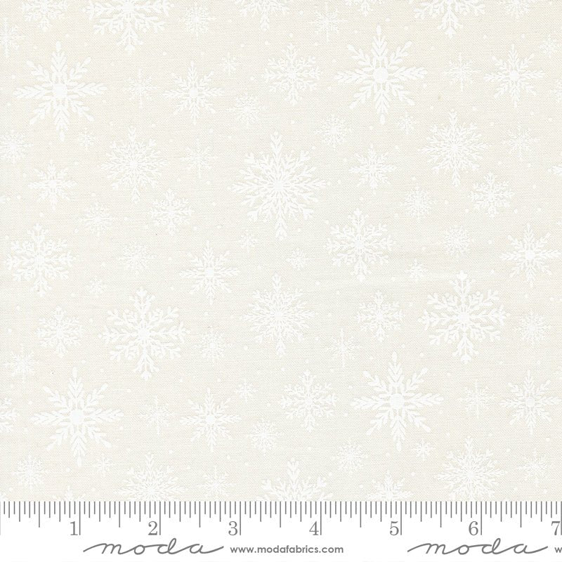 Merrily on High Snowflakes Snow White – Remnant 40″ × 44″