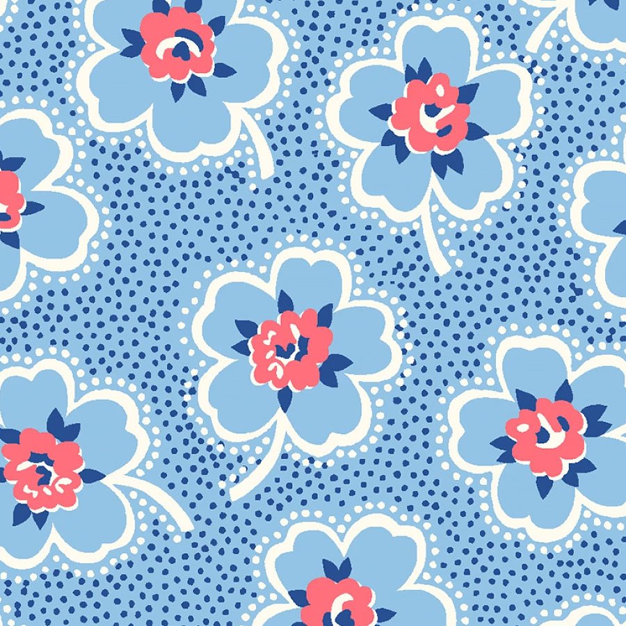 Merry Go Round Dotted Florals Blue - Windham from Fort Worth Fabric Studio