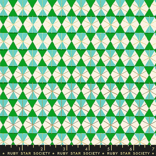 Merry Happy Geometric Plaid Verdant Metallic - Ruby Star Society from Fort Worth Fabric Studio