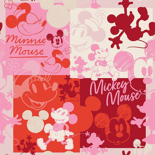 Mickey and Minnie Silhouettes Pink - Springs Creative from Fort Worth Fabric Studio