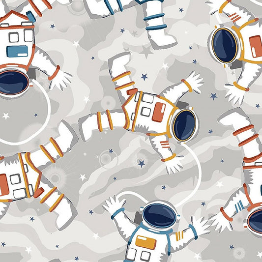 Milky Way Astronauts Gray Glow in the Dark - Henry Glass from Fort Worth Fabric Studio