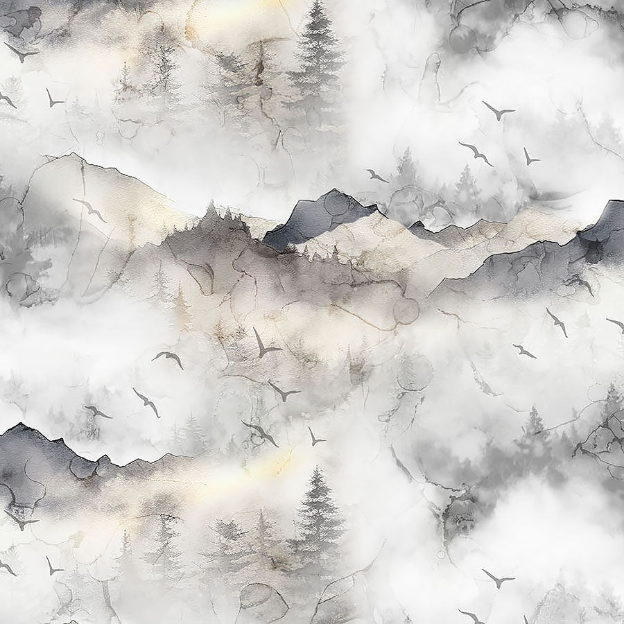 Misty Morning Mountains Gray – Remnant 26″ × 44″