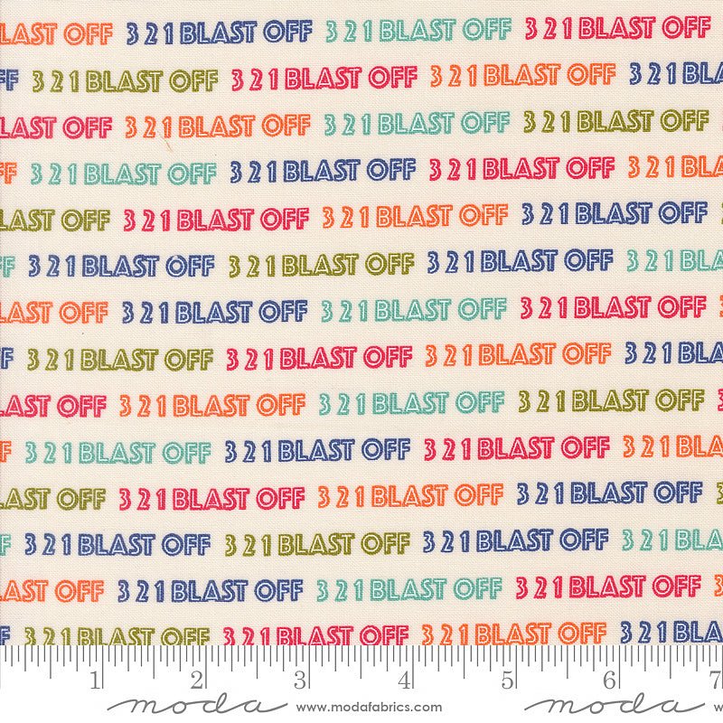 Moda 321 Blast Off Text & Words Spacesuit 1 Yard Cut - Moda from Fort Worth Fabric Studio