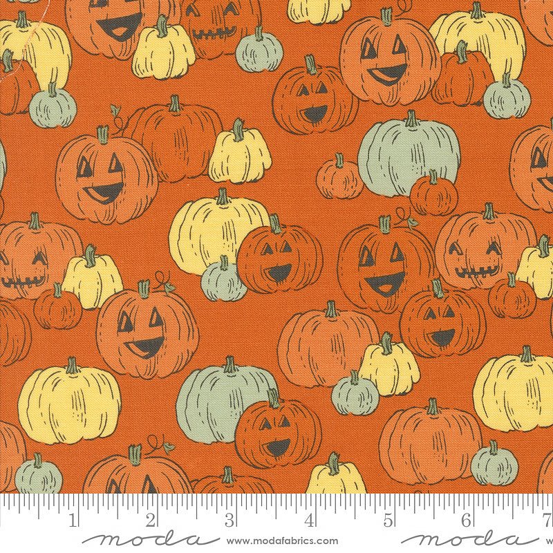 Moda Home Sweet Haunt Pumpkins Rust 1 Yard Cut - Moda from Fort Worth Fabric Studio