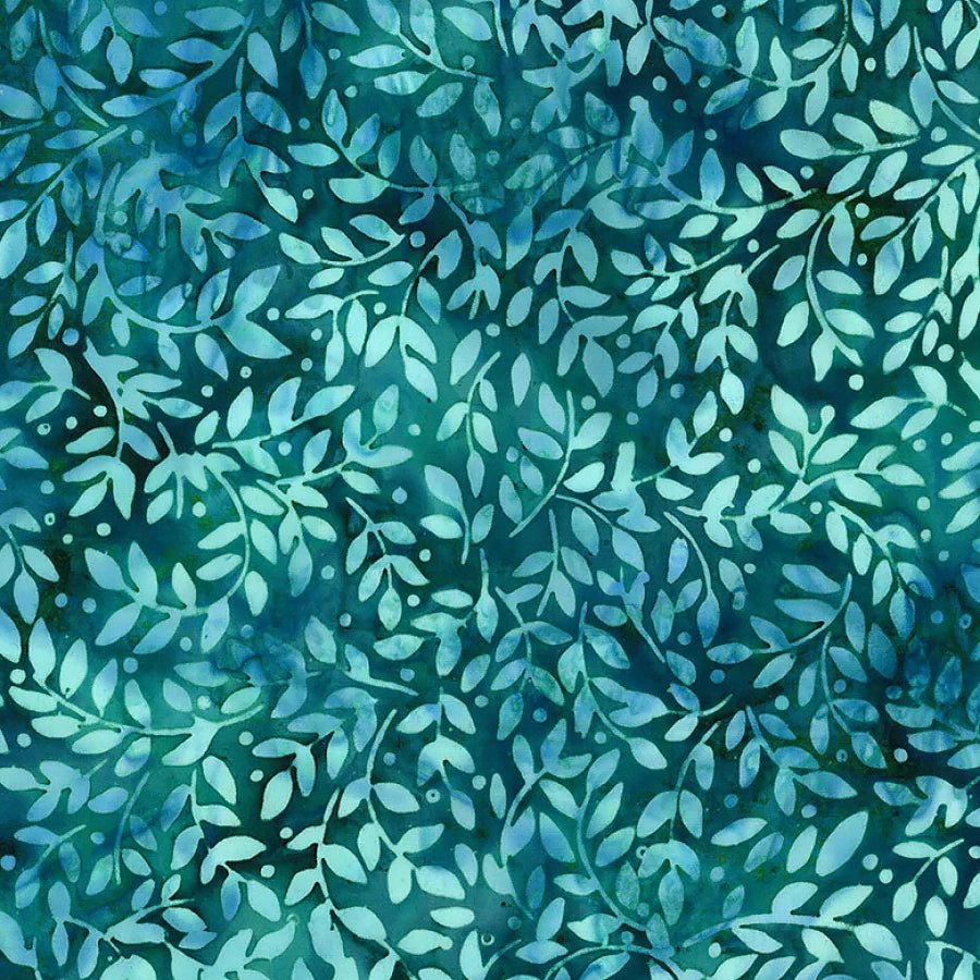 Monarch Migration Bali Batiks Packed Ferns Viridian – Remnant 42″ × 44″
