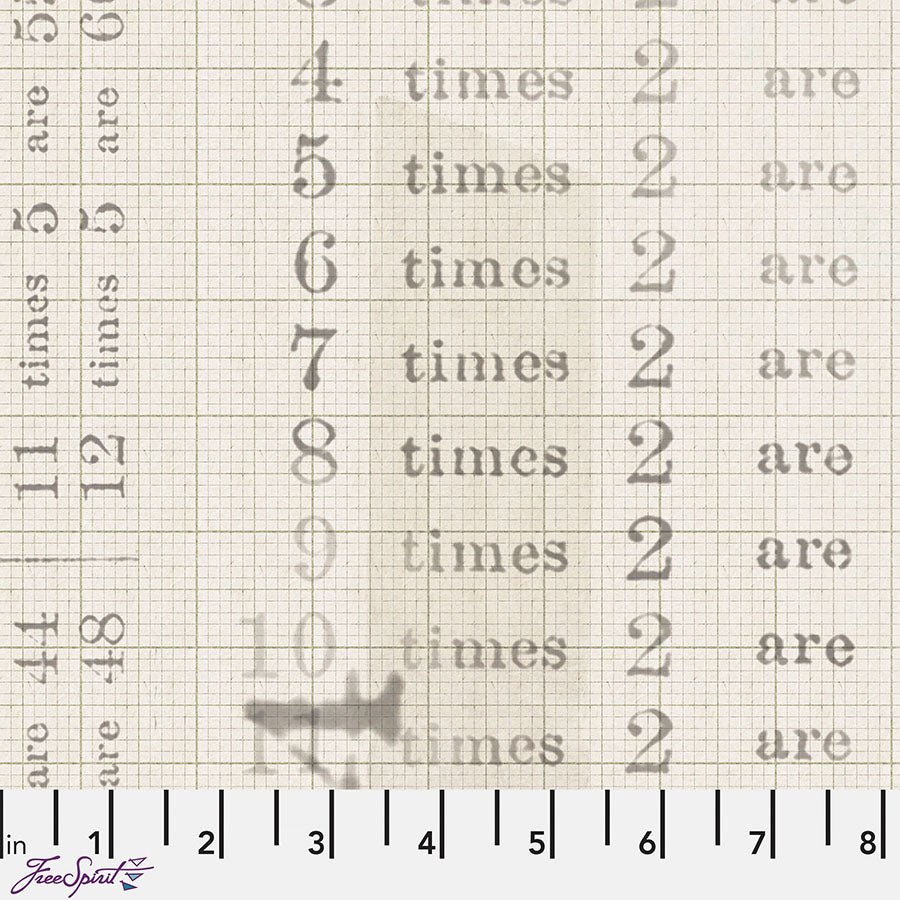 Monochrome Multiplication Table Parchment - Free Spirit from Fort Worth Fabric Studio