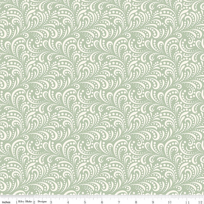 Morning Latte Swirls Aloe – Remnant 15" × 44"