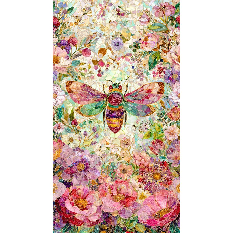 Mosaic Bee 24" Bee-autiful Floral Panel Multi - Timeless Treasures from Fort Worth Fabric Studio