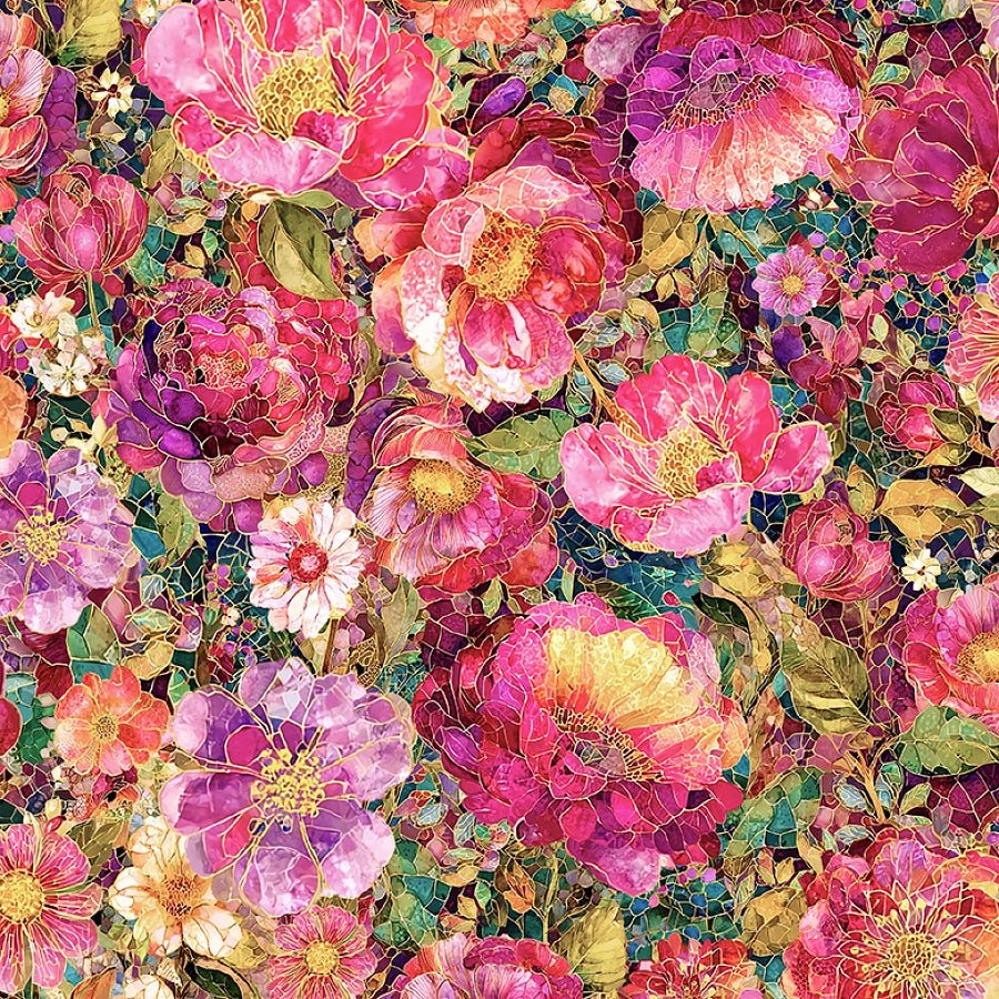 Mosaic Bee Mosaic Florals Bloom - Timeless Treasures from Fort Worth Fabric Studio