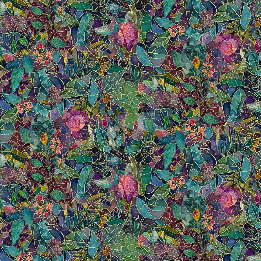 Mosaic Bee Packed Mosaic Florals Jewel - Timeless Treasures from Fort Worth Fabric Studio