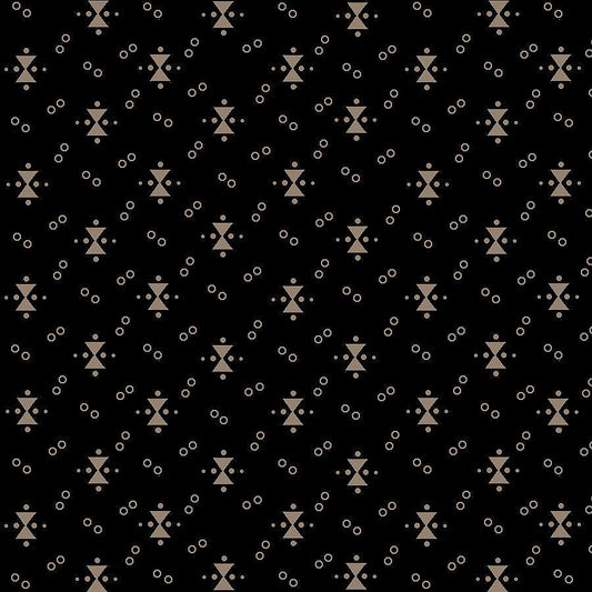 Mr. Moon Geometric Triangles Black – Remnant 22″ × 44″ - Henry Glass from Fort Worth Fabric Studio