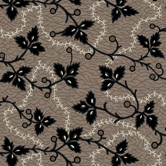 Mr. Moon Leaves & Vines Gray – Remnant 34″ × 44″ - Henry Glass from Fort Worth Fabric Studio
