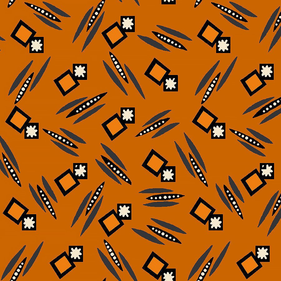 Mr. Moon Squares & Stars Orange – Remnant 15″ × 44″