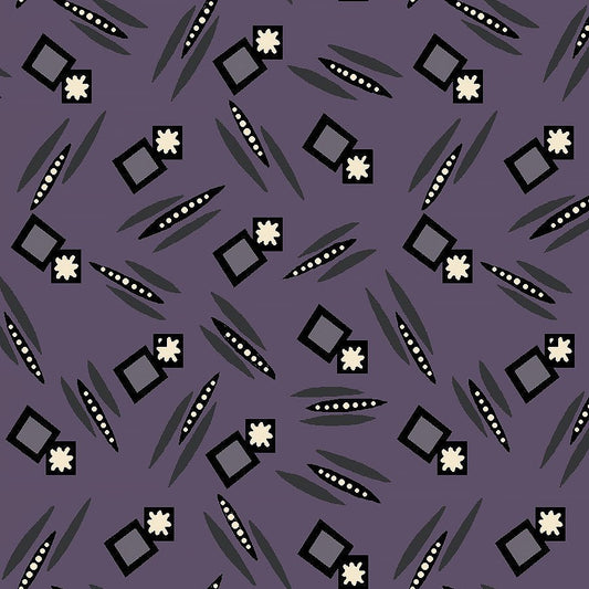 Mr. Moon Squares & Stars Purple - Henry Glass from Fort Worth Fabric Studio