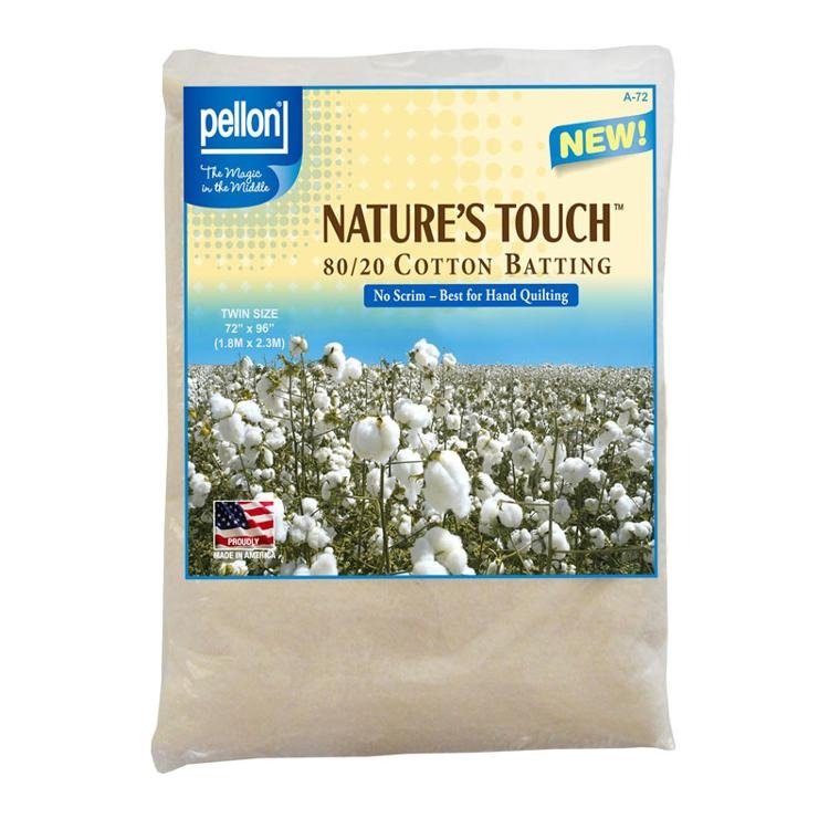 Nature's Touch 80/20 Cotton/Polyester Batting TWIN Size 72 X 96 by Pellon Batting by Pellon