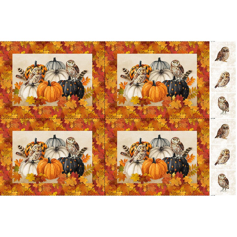Night Owl 28" Canvas Placemats Panel Beige Multi - Northcott from Fort Worth Fabric Studio