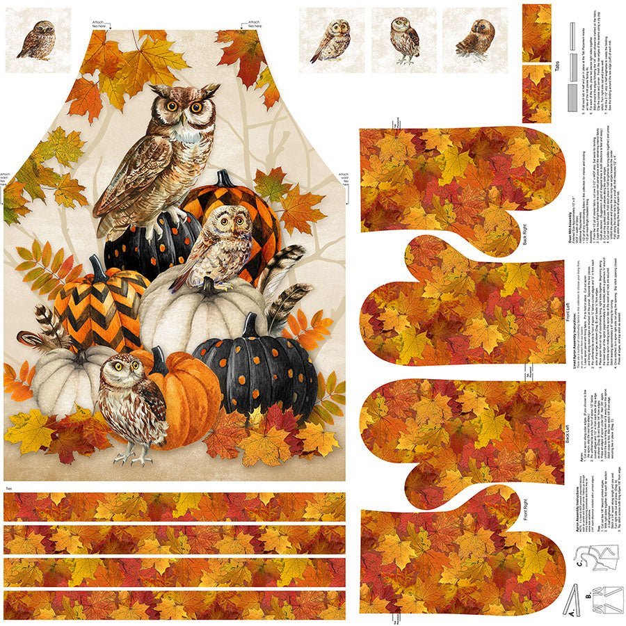 Night Owl 43" Canvas Apron Panel Beige Multi - Northcott from Fort Worth Fabric Studio