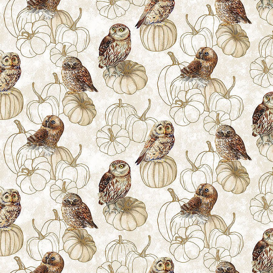 Night Owl Tossed Owls Cream Multi - Northcott from Fort Worth Fabric Studio