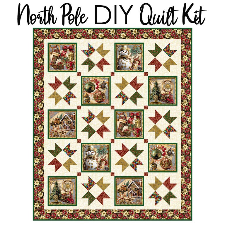 North Pole DIY Quilt Kit with Gears & Garland from Blank - Blank Quilting from Fort Worth Fabric Studio
