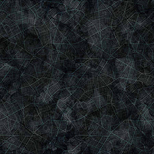 Northcott City Harbor Road Map Dark Blue 1 Yard Cut - Northcott from Fort Worth Fabric Studio