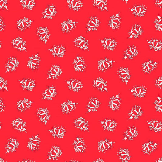 Northcott Home for the Holidays Christmas Bells Red 1 Yard Cut 1 Yard Cut by Northcott