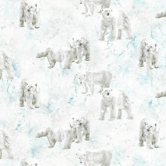 Northcott Tundra Crossing Polar Bears White 1 Yard Cut - Northcott from Fort Worth Fabric Studio
