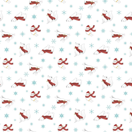 Northcott Woodland Wishes Bears & Snowflakes White/Multi 1 Yard Cut 1 Yard Cut by Northcott
