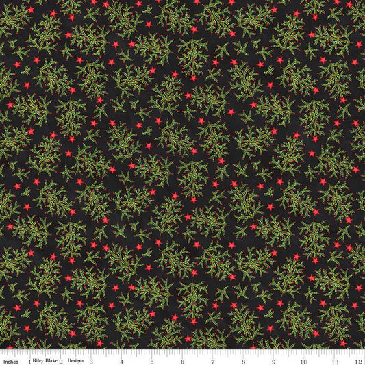 Northern Christmas Whimsical Trees Black – Remnant 16″ × 44″ - Riley Blake from Fort Worth Fabric Studio