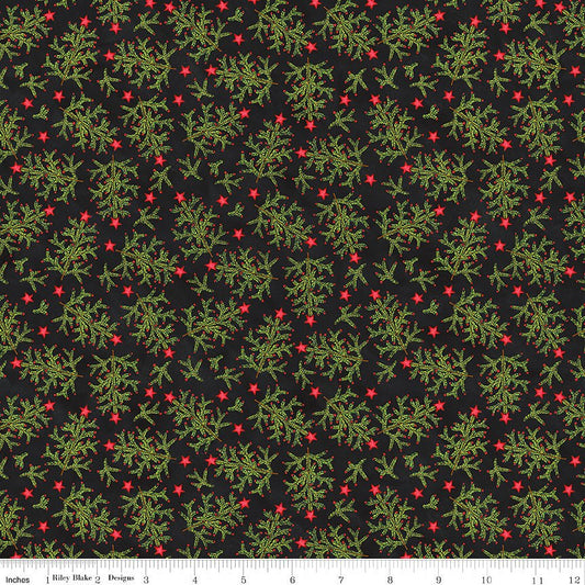 Northern Christmas Whimsical Trees Black - Riley Blake from Fort Worth Fabric Studio