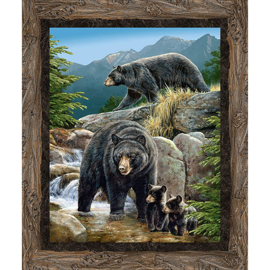 Northwoods 36" Bears Panel Brown Multi - Northcott from Fort Worth Fabric Studio