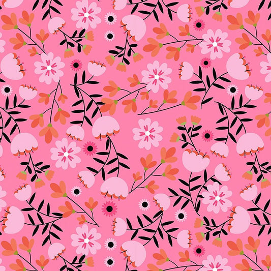 Not Scary Pumpkin Pie Pink - Poppie Cotton from Fort Worth Fabric Studio